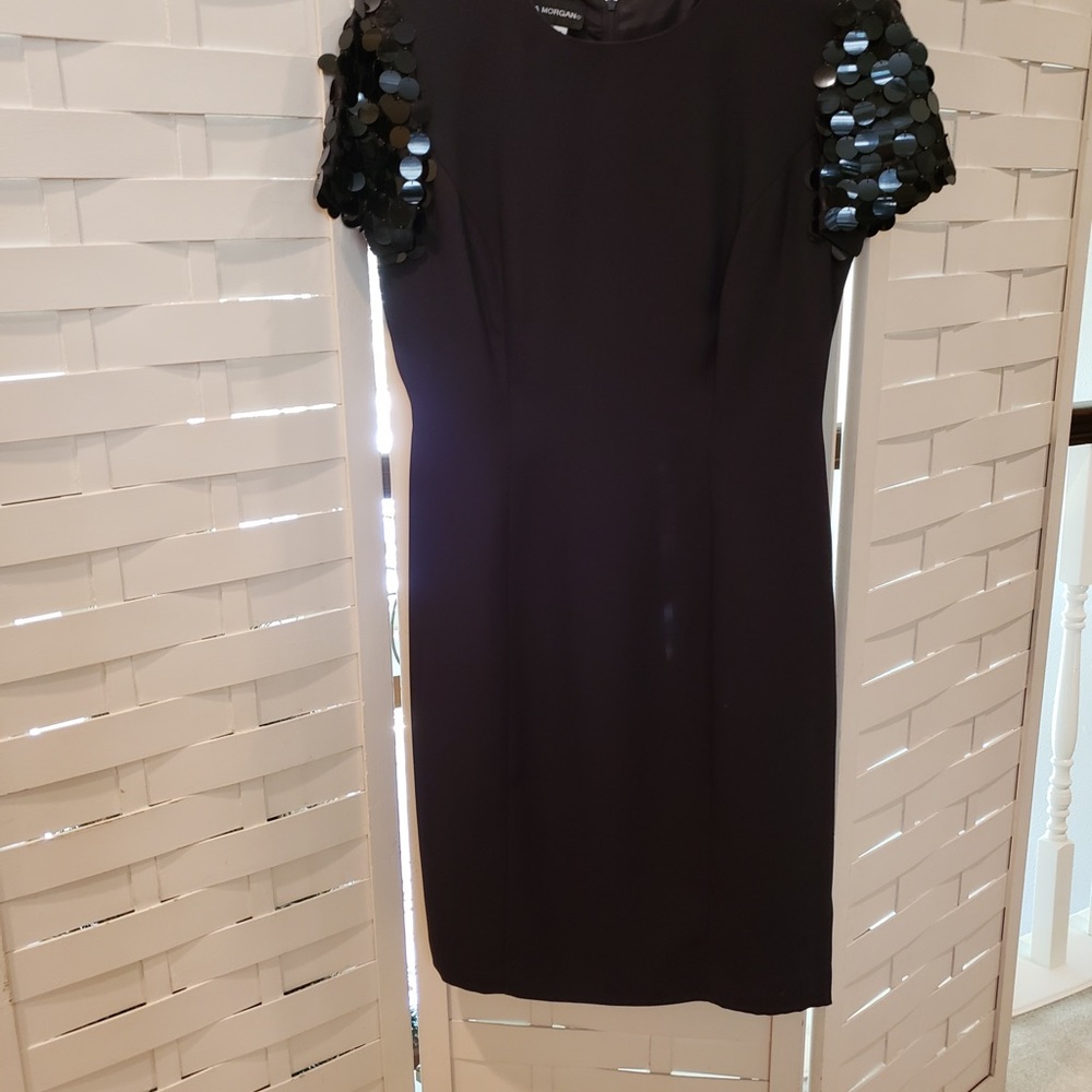 Halston Little Black Dress with Sequin sleeves. Beautiful party dress.